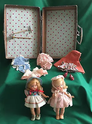 1940s Vogue TODDLES ~ 2 Dolls ~ Pre Ginny ~ Case Outfits. Shoes Hoe & Rake • $38