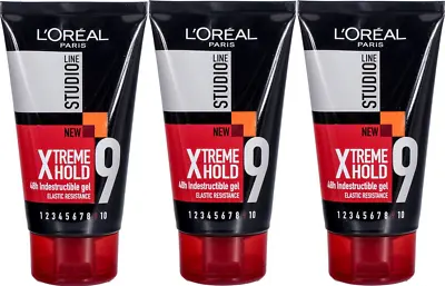 Loreal Studio Xtreme Hold Indestructible Hair Gel Elastic Resistance 150ml X 3 • £14.12