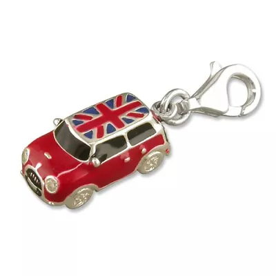 Sterling Silver Clip-on Enamelled Union Jack Mini Car Charm • £29.99
