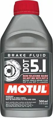 Motul DOT 5.1 Full-Synthetic Non Silicone Based Brake Fluid | 1/2 Liter | 100951 • $18.69