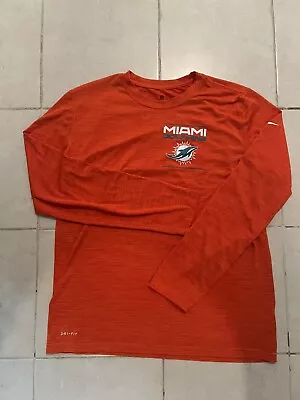 Miami Dolphins Nike Dri-fit Long Sleeve Shirt Mens L Orange.187 • $18.99