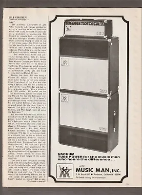 1975 MUSIC MAN AMPS Magazine AD ~ ELECTRA ROCK GUITAR ~ St. Louis Music Supply • $14.96