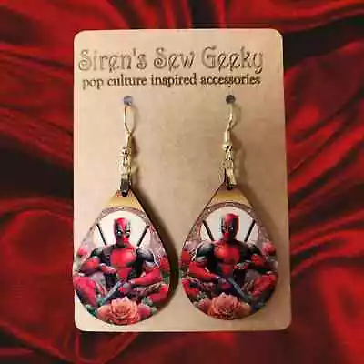 Deadpool Floral Teardrop Marvel Earrings • $9