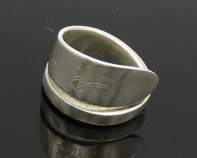 LUNT 925 Sterling Silver - Vintage Shiny L Initial Bypass Ring Sz 8 - RG19998 • $52.20