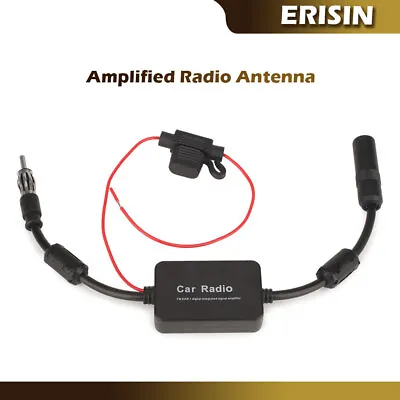 Car Radio Anti-Interference Antenna Din Aerial FM/AM Signal Amplifier Booster • £4.96