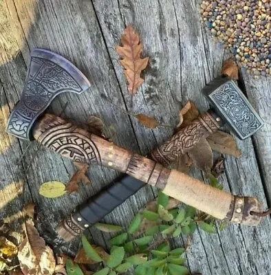 Custom Handmade Carbon Steel Viking Hatchet Tomahawk Hunting Hammer And Axe • $198.86