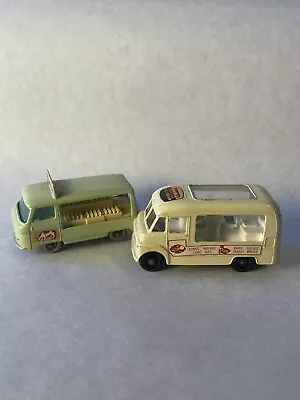 VINTAGE 60s (2) MATCHBOX LESNEY COMMER ICE CREAM No. 47 & BOTTLE FLOAT No. 21 • $26