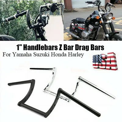 $49.90 • Buy Motorcycle 1  Or 7/8  Handlebars Z Bar Drag Ape Hanger For Suzuki Honda Harley