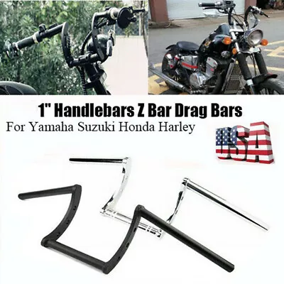 Motorcycle 1  Or 7/8  Handlebars Z Bar Drag Ape Hanger For Suzuki Honda Harley • $49.50