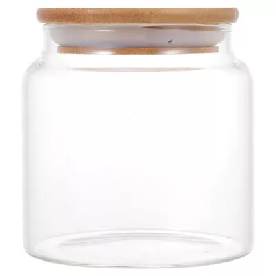  Glass Storage Jar Bamboo Syrup Container Cookie Candy Buffet Containers • £12.89