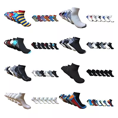 3 6 & 12 Pairs Men's Trainer Liner Ankle Socks Funky Designs Adults Sports 6-11 • $7.28