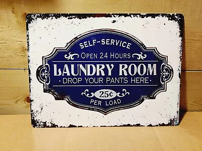 Laundry Room Plaque Vintage Style Retro Metal Sign Washing Clothes Laundrette • £3.45