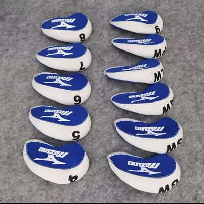MIZUNO Blue & White Color Golf Iron HeadCover 10 Pcs Set Head Covers Neoprene US • $26