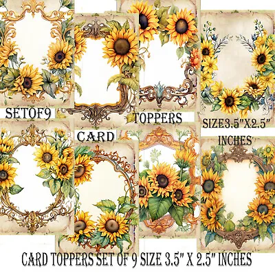 Card Toppers Sunflowers Frames Tiny Tags Cardmaking Scrapbook Journal Card Craft • £2.99