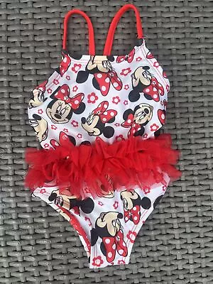 Disney Baby Minnie Mouse Swimsuit One  Piece Bathing Suit Ruffle Sz 0-3 Mo • $14.99