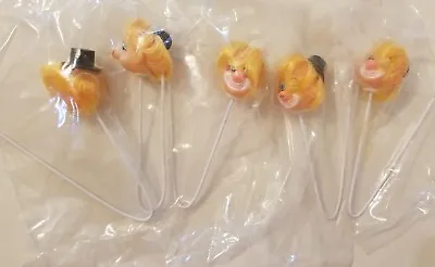 Lot Of 5 Vintage Darice Craft Vinyl Blonde Clown Doll Head Stick Wire Stem Pick • £9.72