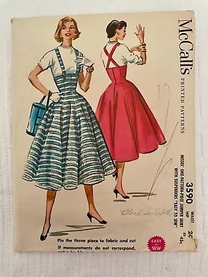 Vintage 50's McCalls Sewing Pattern 3590 - Jumper Skirt With Suspenders Waist 24 • $8