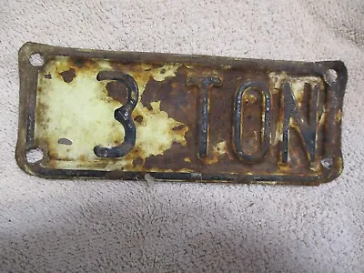 Vintage 3 Ton Truck License Plate Topper Accessory Ford GM Dodge Chevy TAG • $30