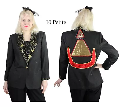 Desperately Seeking 80s Pyramid Style Size 10P Black Shimmer Susan Jacket • $181.50