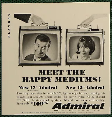 Admiral Medium Portable TV 15” 17” UHF VHF Vintage Print Ad 1966 • $5.25