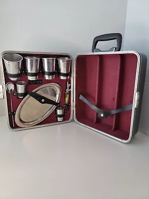 PORTABLE BAR: Vintage Executair 101 EverWear Travel Suitcase Bar Set 9 Piece Set • $85