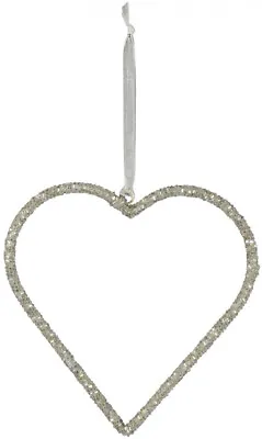 Silver Glitter Heart Wall Hanging Decoration Home Decor Hanging Ribbon 2 Sizes • £2.99