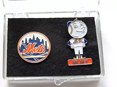 Vintage MLB New York Mets MR. MET Bobble Head Pin & Mets Team Logo Pin 2 Pcs  #3 • $19.50