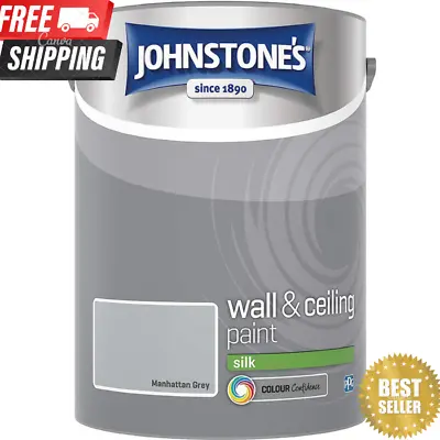 Johnstone's Wall & Ceiling Paint Manhattan Grey Silk Finish Emulsion Paint 5L • £19.35