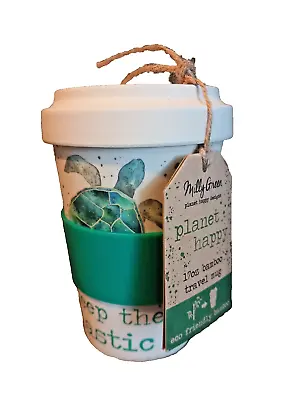Milly Green Planet Happy Designs 17oz Bamboo Travel Mug Turtle Eco Friendly • £11.99