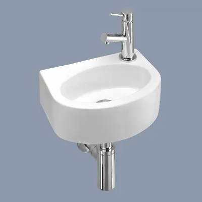 £32.99 • Buy Small White Ceramic Mini Hand Wash Basin Compact Bathroom Cloakroom Sink Only