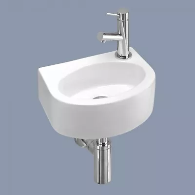 £32.99 • Buy Small White Ceramic Mini Hand Wash Basin Compact Bathroom Cloakroom Sink Only