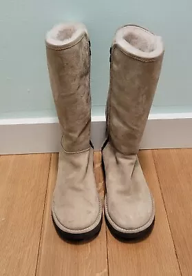 UGG Abree II Tall Stone Suede Fur Boots Womens Size 7 Never Worn • $74