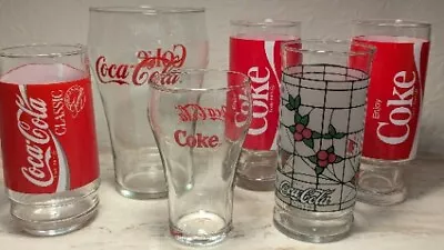 Set Of 6 Vintage Coca-Cola Coke Assorted Glasses Tumblers Bell Shaped Glass • $37.98