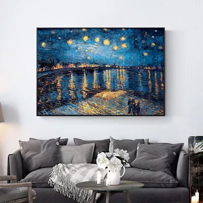 Van Gogh Starry Night Paintings Replica On The Wall Impressionist Handmade • $99