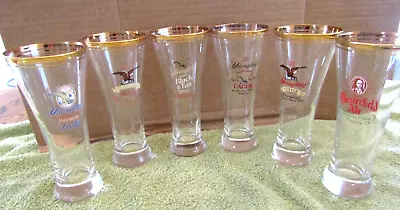 Set Of (6) Different Logos Yuengling Glasses Gold Rim 7 1/2  12 Ozs • $60