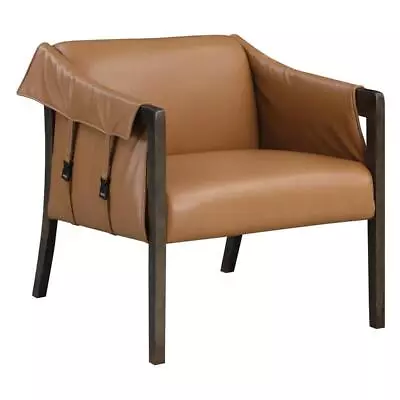 Pemberly Row Mid-Century Modern Faux Leather Accent Chair In Camel • $383.13