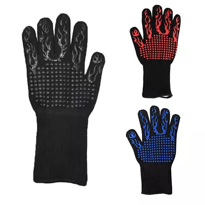 BBQ Grill Gloves Heat Resistant Silicone Kitchen Oven Mitten For Barbecue Smoker • $14.39