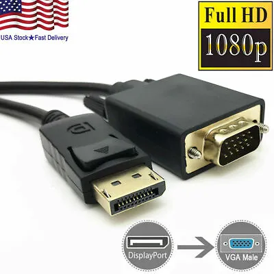 Display Port To VGA Cable Adapter Converter Video HDTV PC Monitor Desktop Laptop • $6.74