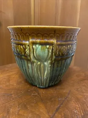 Brush McCoy Blended Majolica 1927 Art Pottery Tulip Brown Jardiniere Planter 257 • $120