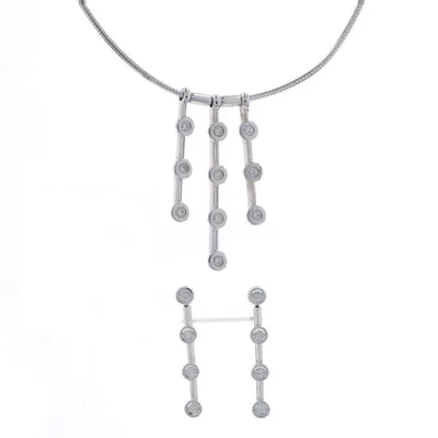 Movado Diamond Journey Dangle Necklace & Earrings 15 3/4  White Gold 18k .57ctw • $1649.99