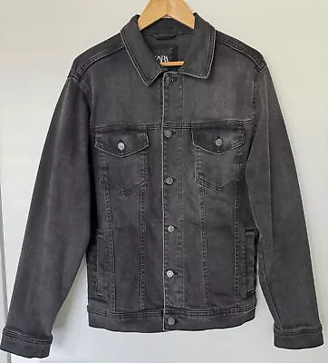 Zara Man Black Denim Jacket Button Down Size L • $49.99