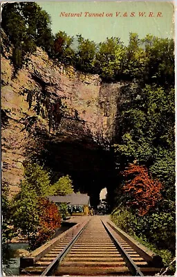 Postcard 1914 Natural Tunnel Railroad Train Station Steam Virginia B36 • $8.11