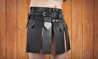 Mens Real Leather Gothic Kilt| Gladiator Kilt| Warrior Kilt| Steampunk Kilt LARP • $109