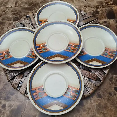 Set Of 5 Mikasa China Indian Feast Tepee Pattern 6.5 Inch Saucer Plates DE853  • $24