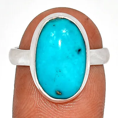 Natural Rare Neyshabur Turquoise - Iran 925 Silver Ring Jewelry S.8 CR19936 • $20.99