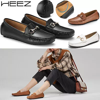 HEEZ Women Penny Loafers Arch Support Moc Casual Dress Shoes Non-Slip Work Flats • $32.89