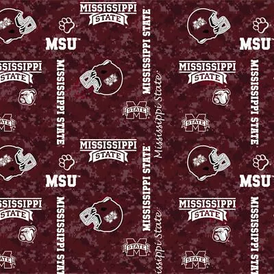 Mississippi State Bulldogs Digi Camo Fleece Fabric-NCAA Fleece Blanket Fabric • $18.99