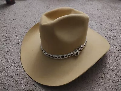 Vintage LONGHORN 7x Beaver Men's Cowboy Hat Beige Size 7 • $59.95