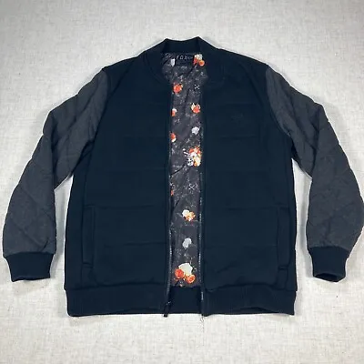 Fox Jacket Floral Skulls Lining Mens Large Long Sleeve Quilted • $24