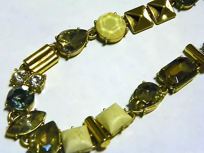 J.Crew Crystal Collar Gold Tone Necklace Chain Earth Tone AB Rhinestone • $20